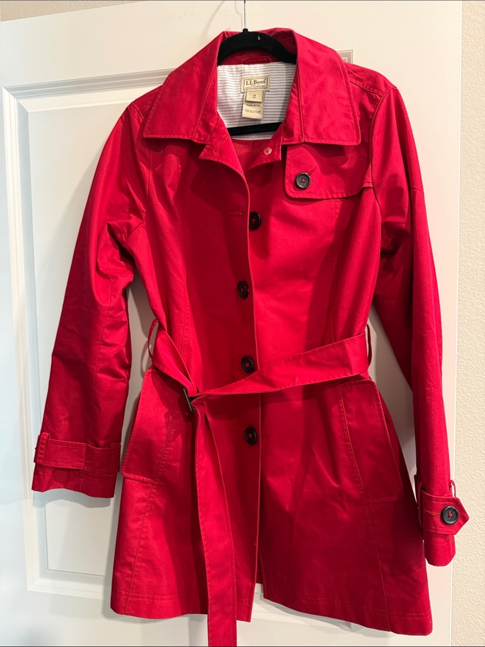 L.L. Bean Women's Red Trench Coat with Belt sz m